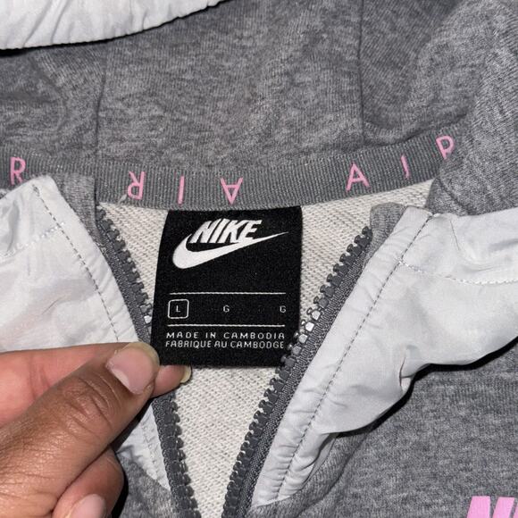 Nike Air Full Zip Hoodie Jacket Girls Large Heather Gray Long Sleeve Activewear - Picture 7 of 9